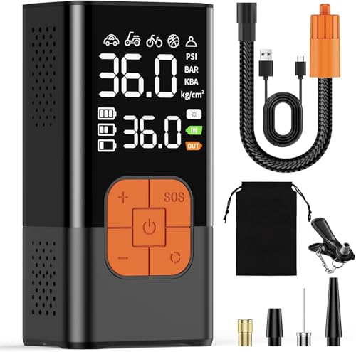 Luftpumpe Elektrische Fahrradpumpe Tragbare Kompressor Klein Luftpumpe 150PSI mit 6000mAh Akku Elektrische Reifenpumpe mit Digitale Anzeige LED Licht 5 Modi für Auto Fahrrad Motorrad