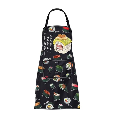 ENSIANTH Japanische Schürzen, Sushi-Schürze mit Taschen, Sushi-Koch, Geschenk, Sushi-Küchenschürze, japanisches Essen, Kochschürze, Sushi-Liebhaber, Geschenk, 24821 Japan-Schürze, M
