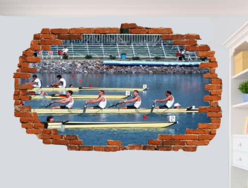 RUDERRENNEN BOOTE SEE WANDAUFKLEBER 3D POSTER KUNST ZIMMER DEKOR AUFKLEBER WANDBILD