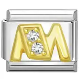 Quiges 9mm Italian Style Charm Modell Edelstahl Alphabet Buchstaben M für Italien Charm Armbänder