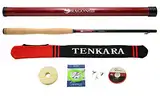 DRAGONtail Tenkara Shadowfire 360 30,5 m Tenkara Fliegenfischrute Plus komplettes Starterpaket – Fliegen, Vorfach, Tippet, Schnurhalter, Aufbewahrungsrohr und Rutensocke von Dragon Tenkara