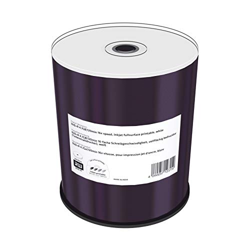 DVD+R 4.7GB|120min 16x Speed, Inkjet fullsurface Printable, Cake 100