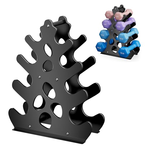 JOSMIMIC Coral Inspired Hantelständer 4 Etagen A-Rahmen Design Hantelständer mit Griff (Hanteln Nicht enthalten), Kompakter & Platzsparender Hantelhalter für Home Gym