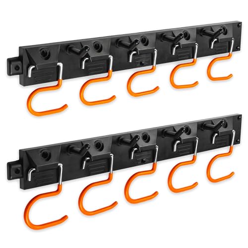 VON STEINEICH® Gartengerätehalter [2x40cm] Werkzeug Organizer mit rutschfesten Haken – Gerätehalter für Besen, Hacken und anderes Gartenwerkzeug (Besenhalterung Wand)