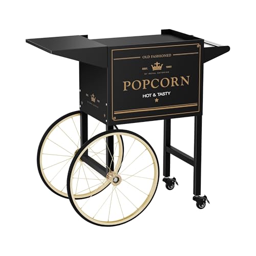 Royal Catering RCPT-BGWG-1 Popcornwagen Wagen für Popcornmaschine Popcorntrolley 2 Bremsen schwarz & golden