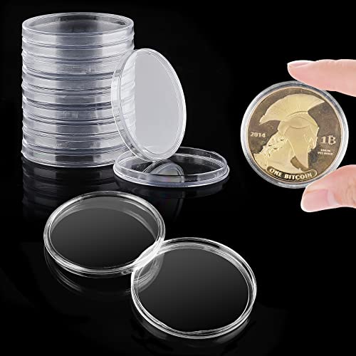 Grevosea 20 Stück 40mm Transparente Münzsammlung Coin Case Runde Kunststoff-münzkapseln Münzhalte Kapseln Runder Münzbehälter Aus Kunststoff Münzen Aufbewahrung für Münzsammlung Bedarf