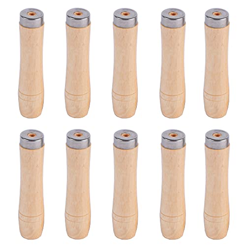 Pamtns Feilenheft 10 Stück Feilenheft Holz Holzgriff Feile Holz Griffe Holz Schubkarrengriffe Holzgriffe Hufraspel Holzfeile Griff Karrengriff Holzfeilengriff 90mm für Feilen Und Raspeln 4 mm Loch
