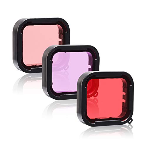 Lupholue 3 in 1 Schnorchel Tauchen Unterwasser Rot/Rosa/Lila Linsen Filter in Meerwasser und Süßwasser Compatible with Wasserdichtem Gehäuse von for GoPro Hero (2018), GoPro Hero 7, 6,5