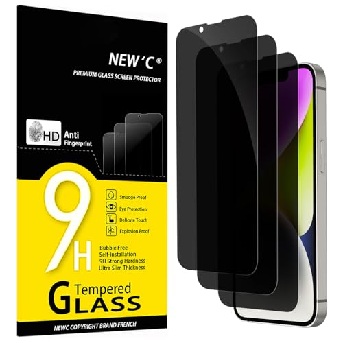 NEW'C 3 Stück, Sichtschutz für iPhone 14, iPhone 13, iPhone 13 Pro für Panzerglas (6,1 Zoll) für Panzerglas, Verbesserter 28-Grad-schutzwinkel, Ultra-Haltbare 9H Härte, Blasenfrei