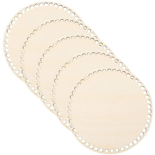 COHEALI Holzkorbboden 5 Stück Runde Häkelkorbbasis Natürliche Leere Holzbasis Former Für Diy-Stricken Korbweben Basteln Tasche Umhängetaschen Geldbörsenherstellung 30 Cm