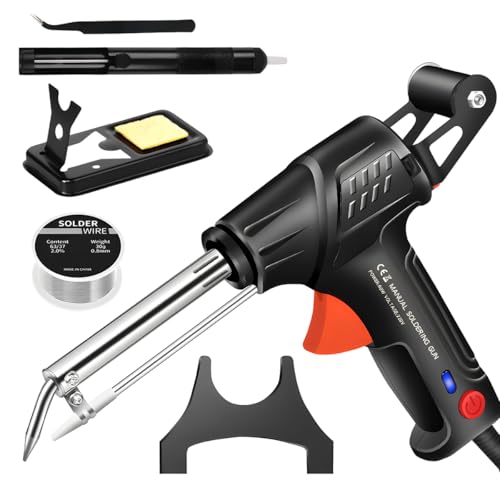 Suevut Internally Heated Industrial Welding Tools, Industrieller Schnellheizlötkolben, Automatische Schweißpistole, 60W Handschweißgerät, Einhändige Bedienung (1 Set, Schwarz)