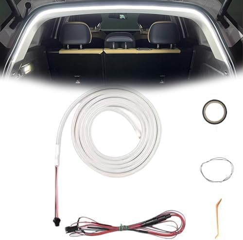 DKIIL NOIYB Dynamic Flowing Car Trunk Light Strip, 2M/4M Silikon Kofferraum Led Streifen, LED Kofferraum Lichtleiste, Automatischer Sensor Tail Box Light Strip (Weiß, 4 m/157 Zoll)