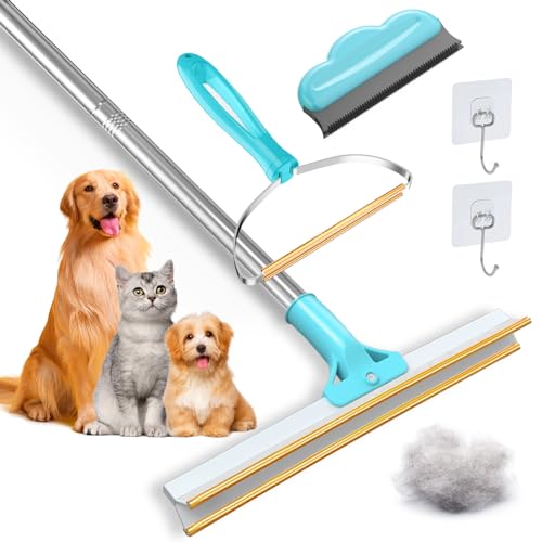 SHINGTURE Tierhaarentferner 3PCS Set, Teppichbürste mit 130 cm verstellbarem Griff.Hundehaarentferner Entfernt eingebettetes Fell von Möbeln, Sofas, Teppichen, Kleidung und Bettzeug