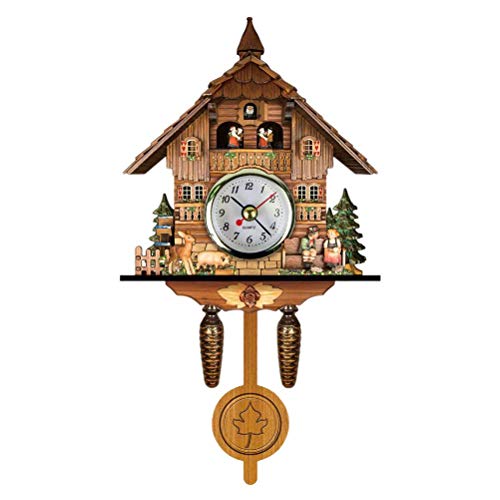 Hidyliu Kuckucksuhr Antik Holz Kuckuck Vogelhaus Wanduhr Home Decor Hängende Kuckucksuhr Auto Swing Glocke Pendel Home Decor