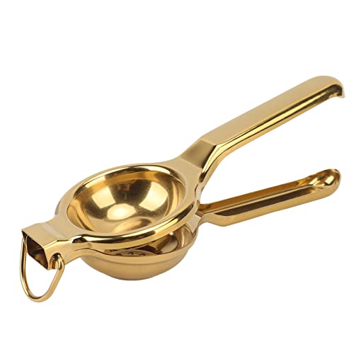 Zitronenpresse, Zitronenpresse, Edelstahl, Ergonomischer, Ultralanger Griff, Handpresse mit Hebering, Manuelle Zitruspresse(Gold)