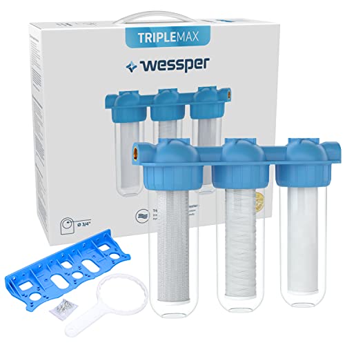 Wessper 10" 3-Stufen 1 Zoll IG Wasserfilter Vorfilter System Hauswasseranlage Brunnen