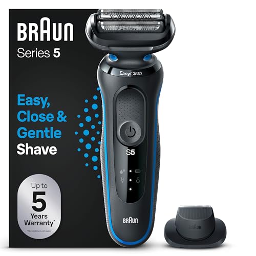 Braun Series 5 Elektrorasierer mit EasyClick Aufsatz & Präzisionstrimmer, Rasierer Herren Elektrisch, EasyClean, Wet & Dry, Geschenk Mann, Made in Germany, 51-B1200s, blau