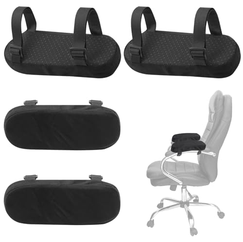 WEGREAT Armlehnen Polster 4 Stück Stuhl Armlehne Pads, Armlehnenkissen Stuhl, Plüsch Ergonomische Armlehnenpolster für Schreibtischstuhl, Gaming Stuhl, PC-Stuhl Schwarz