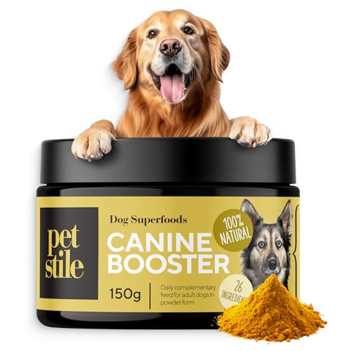 Petstile Canine Booster mit Grünlippmuschel für Hunde, Hund Grünmuschelextrakt, Stärkt das Immunsystem, unterstützt Gelenke und Beweglichkeit, 150g Muschelextrakt Pulver