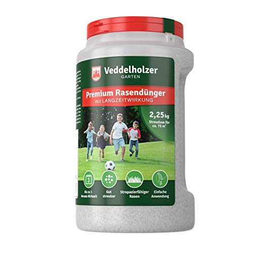 Starker mineralischer Rasendünger im wiederverwendbarem Handstreuer mit 3 Monaten Langzeitwirkung ideal für Frühjahr und Sommer, Rasen Dünger mit NPK 15+5+8 (+3), staubarmes Granulat, Langzeitdünger