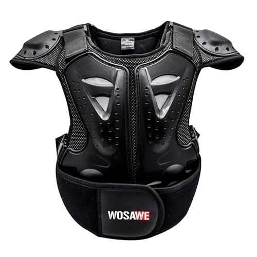 WOSAWE Kinder Motorradjacke Brustpanzer Weste-Schutz Motocross Enduro Sport mit Protektoren für 4-15 Jahre alt Kinder S