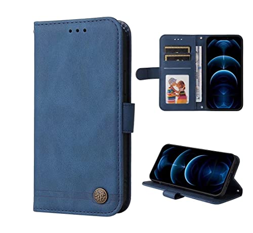 SEAHAI Hülle für Samsung Galaxy M35 5G Handyhülle, Flip PU Brieftasche Schutzhülle mit Ständer/Kartenfach/Magnetisch Stoßfeste Lederhülle Ultra-dünn Klapphülle - Blau