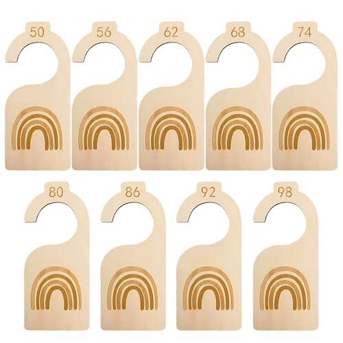 9er Set Größentrenner Baby, Baby Größentrenner aus Holz,50 bis 98 Kleidergrößen Trenner Baby, Babykleidung Trenner, Ideal für die Organisation des Baby-Kleiderschranks