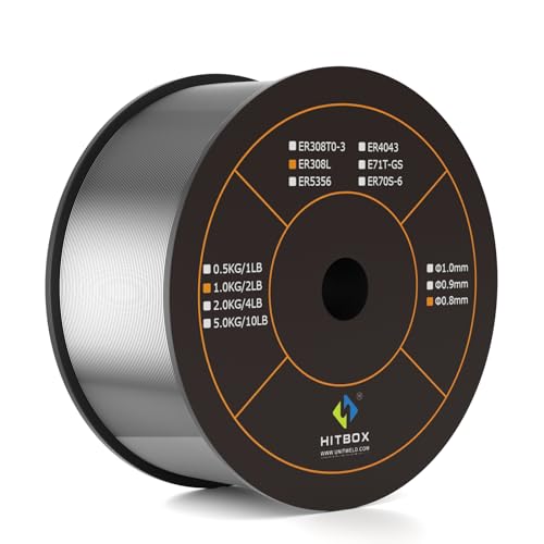 HITBOX ER308L Schweißdraht Edelstahl 0,8mm – 1kg Rolle, Schutzgas MIG/MAG Schweißverfahren