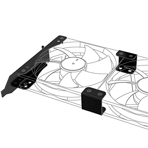 Akasa PCI Slot Halterung für ein/zwei 120mm Lüfter, DIY Unterstützung 12cm Gehäuselüfter Halterung Montage, PC Ventilator und GPU Halterung, Computer Heizkörper Ständer, Schwarz Eisen, AK-MX304-12BK
