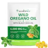 Oregano Öl Kapseln, Bio Oregano Öl Wildes Oreganoöl 6000 mg mit 200 mg Schwarzkümmelöl, 120 Weichkapseln ätherische Oreganoöl Kapseln, Immun Unterstützung und Antioxidans, Gentechnikfrei