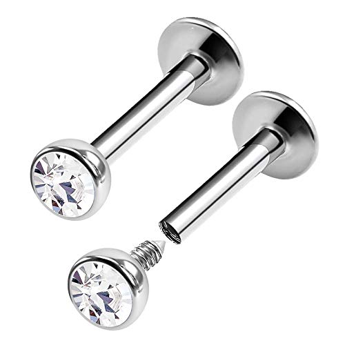 KJM Fashion 2 Stk Chirurgenstahl Labret Monroe 1,2 mm 16 g 8mm 5/16 Monroe Tragus Vertical Labret Ohrringe Cartilage Piercing Schmuck 0283