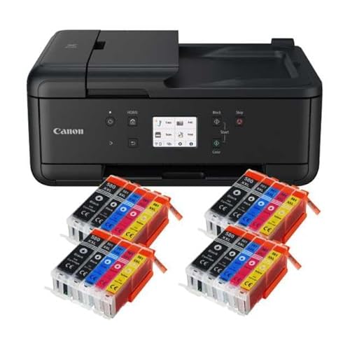 IC-Office TR7650 Farbtintenstrahl Multifunktionsdrucker 4-in-1 (Drucken, Kopieren, Scannen, Faxen, ADF, WLAN, AirPrint) schwarz + 20 XXL Tintenpatronen
