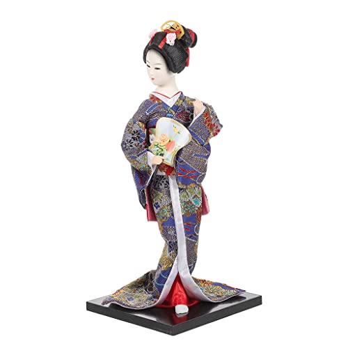 AAPIE Stehende orientalische Deko-Geisha-Puppe mit Kopfbedeckung, japanische Geisha-Figur, orientalische Puppe für Laden-Desktop-Ornamente