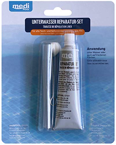 POWERHAUS24 Unterwasserreparatur-Set - Spezial-Unterwasserkleber (Reparatur-Set) - Unterwasser Reparatur-Set für Pool - Schwimmbecken - Innenhüle - Folienreparatur