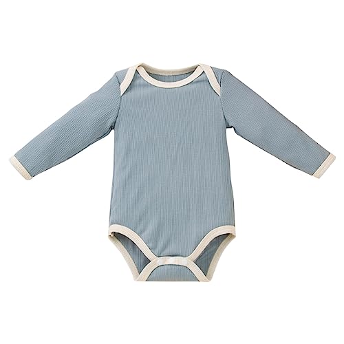 Body 98 Kurzarm Junge Neugeborenen Baby Mädchen Strampler Langarm Rundhals Einfarbig Außerhalb Body Strampler Overall Kleidung Trikot (Blue, 24-36 Months)