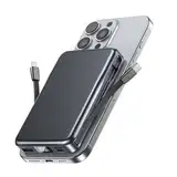 Powerbank für Magsafe, Magnetische Power Bank 10000mAh, Schnellladung Kabellose PD 20W Powerbank mit Integrierten Kabeln, Magnetisch powerbank für iPhone 16 15 14 13 12 Pro Max - Schwarz