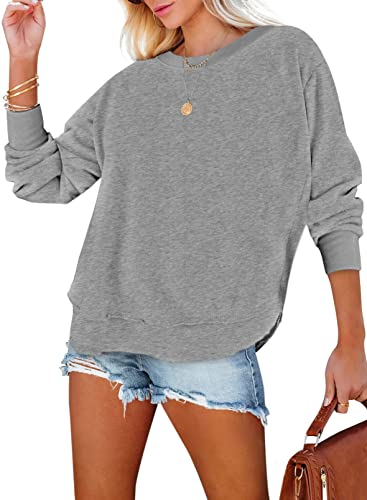 BLENCOT Sweatshirt Damen Sommer Herbst Langarmshirt Rundhals Oberteile Casual Basic T-Shirt Tunika