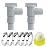 XSYKJGS 2 Stück Absperrhahn für Pools mit 32mm Schlauchanschluss, Pool Absperrhahn 32mm auf 38mm, Pool Schlauchadapter mit 6 Schlauchklemmen für Oberirdische Pool und Poolpumpe Wartung