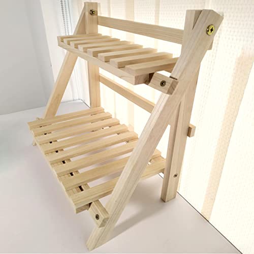 Schreibtisch-Aufbewahrungsregal, Schreibtisch-Regal, Organizer, Holz-Doppelschicht-Rack, Schreibtisch-Aufbewahrungs-Organizer, Faltbare 2-stufige Leiter, Pflanzenständer, Holz-Ausstellungsregal(#1)