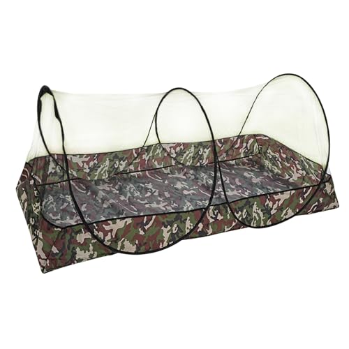 Moskitonetz Reise Faltbares Moskitonetz für Einzelbett Tragbares Campingzelt Outdoor,100x200cm Pop-up Moskitonetz Bett Zelt,Outdoor Fliegennetz mit Seitlichem Reißverschluss (Tarnung, 200*100*73cm)