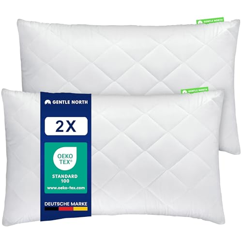 Gentle North Kopfkissen (40x60 cm groß) - 2er Set Kissen für Bett und als Dekokissen - Mit Reißverschluss für Füllung - Sofakissen - Zierkissen für Couch und Sofa - Ökotex - Waschbar bis 60° - Weiß