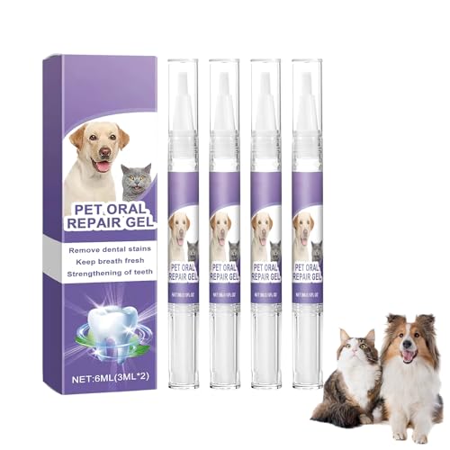 Thoquene 4 Stück Pet Oral Repair Gel Stift für Hunde, Zahnpflegestift Hund