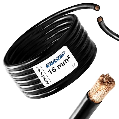 3 Meter Batteriekabel SCHWARZ H07V-K 16 mm² - Batterie Kabel - 99,9% OFC Kupfer - 3 m (3M) 16mm2