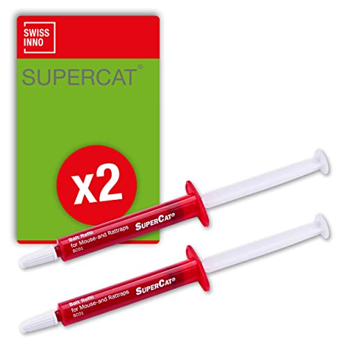 SWISSINNO Ersatz-Köder-Spritzen SuperCat für Mause- und Rattenfallen: Erdnussbutter-Lebensmittelprodukt, Starkes Lockmittel für Nager, 2 Stück
