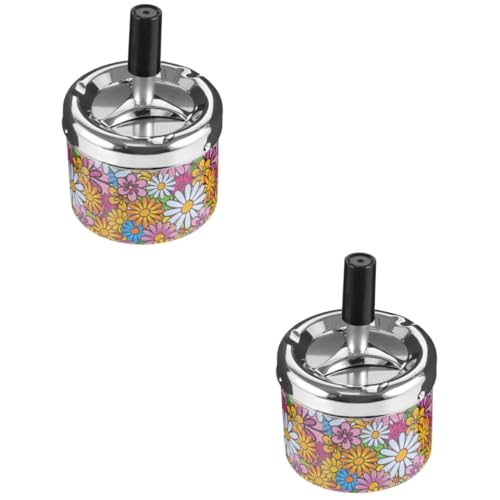 iplusmile 2 Stück Drehdeckel Aschenbecher Auto Aschenbecher Winddicht Aschenbecher Automatische Löschung Aschenbecher Aschenbecher Indoor Souvenir Rund Aschenbecher Behälter Kleiner