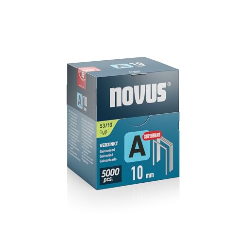 NOVUS TOOLS Feindrahtklammern 10 mm "superhart", 5000 Tacker-Klammern vom Typ 53/10, Großverpackung, Heftmittel für Stoffe, Gewebe und Maschendraht