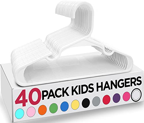 Utopia Home Packung mit 40 Kinderkleiderbügeln - 11,5“ Baby- und Kinderkleiderbügel aus Kunststoff für den Kleiderschrank, Für den täglichen Gebrauch, weiß