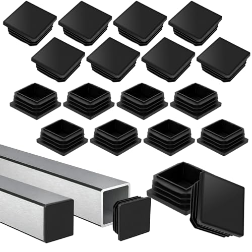 20 Stück Lamellenstopfen, 40 x 40 mm Quadratischer Rohrstopfen Schwarz, Stopfen für Vierkantrohr, Kunststoffkappen für Rohre für Metallprodukte, Geländer, Stühle, Sofas, Tische, Regale