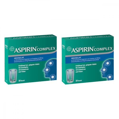 Aspirin Complex - schnelle Hilfe bei Erkältung und grippalem Infekt - bei Schnupfen, Schmerzen und Fieber - 2 x 10 Beutel