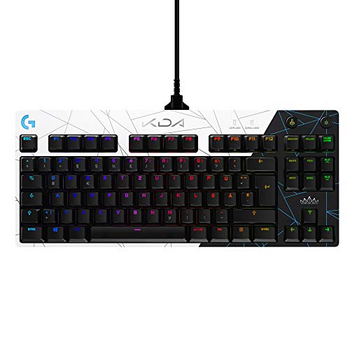 Logitech G PRO K/DA Mechanische Gaming-Tastatur, GX Brown Tactile Switches, Portabel, Micro-USB-Kabel-Anschluss 2.0, LIGHTSYNC RGB, League of Legends Gaming-Zubehör, Deutsches QWERTZ-Layout
